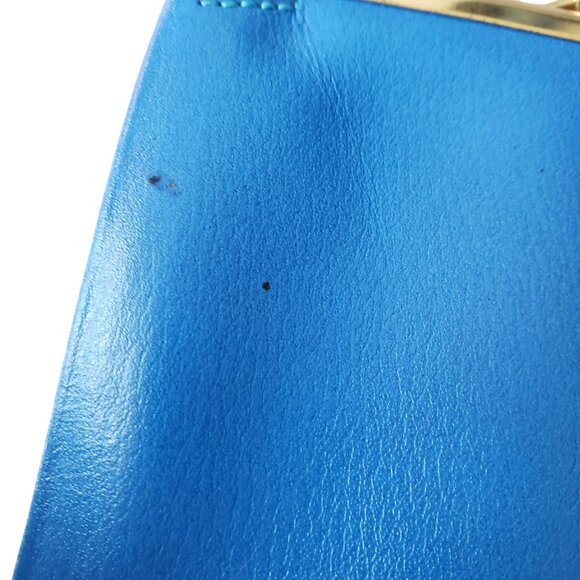 Vintage Princess Gardner Blue Gold Floral Needlepoint French Leather Wallet - Picture 4 of 10